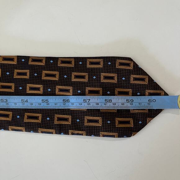 La Vita Di Moda Silk Necktie Brown Gold Blue Italy - Picture 8 of 8